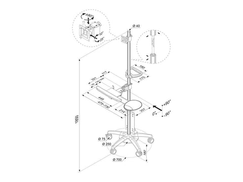 NEOMOUNTS FPMA-MOBILE1800 Station de travail mobile 10-27p