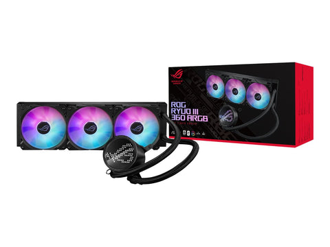 ASUS ROG RYUO III 360 ARGB all-in-one CPU liquid cooler with Asetek 8th gen pump solution and Anime Matrix LED Display