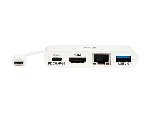 EATON TRIPPLITE USB-C Multiport Adapter - 4K HDMI USB-A Port GbE 60W PD Charging HDCP White