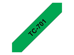 BROTHER P-TOUCH TC-701 noir sur vert 12mm