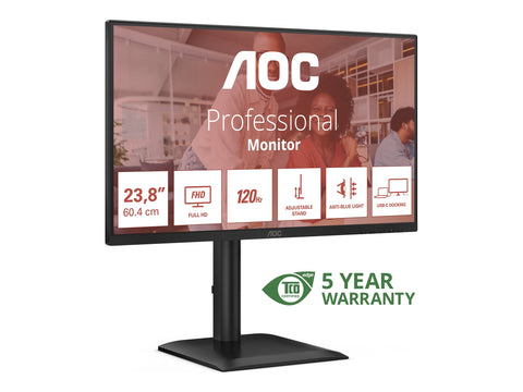AOC 24E4CV 23.8p FHD IPS 120Hz 4ms 300cd/m2 HDMI DP USB-C PD90W Speakers Pivot