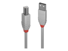LINDY 5m USB 2.0 Type A to B Cable Anthra Line USB Type A Male to B Male cool grey