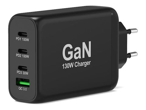 PORT DESIGNS 130W GaN charger USB-C and USB-A Gallium Nitride GaN technology more efficient smaller lighter