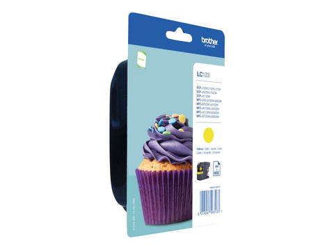 BROTHER LC-123 cartouche d encre jaune haute capacité 600 pages 1-pack blister sans alarme