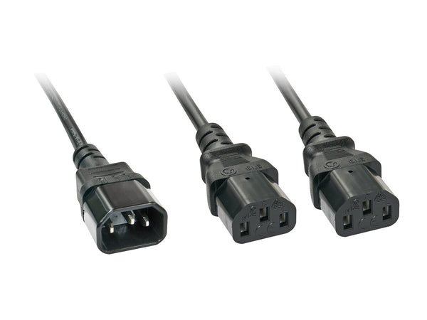 LINDY 2m IEC C14 to 2x IEC C13 Y Extension Cable