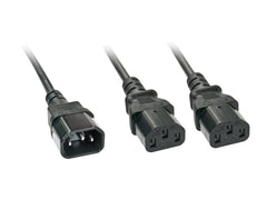 LINDY 2m IEC C14 to 2x IEC C13 Y Extension Cable