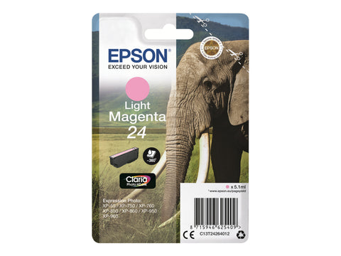 EPSON 1LB 24 ink cartridge light magenta standard capacity 5.1ml 360 pages 1-pack blister without alarm