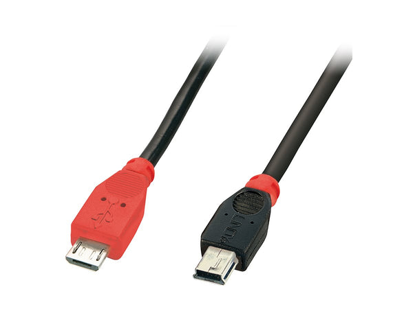 LINDY USB 2.0 Cable Type Micro-B/Mini-B OTG 0.5m Micro-B plug to Mini-B plug