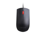 Lenovo Essential - Souris - droitiers et gauchers - optique - 3 boutons - filaire - USB - ThinkRed