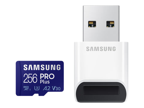 SAMSUNG PRO Plus 256Go microSDXC UHS-I U3 160Mo/s Full HD & 4K UHD memory card including USB card reader