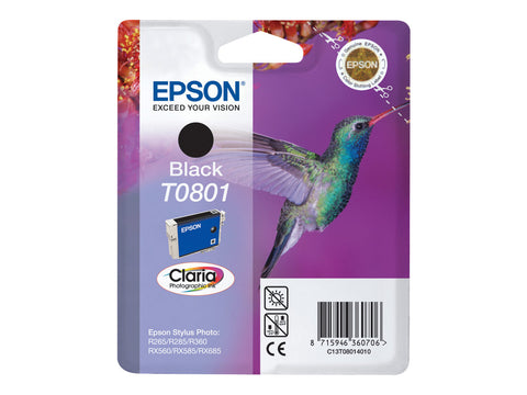 EPSON 5LB T0801 ink cartridge black standard capacity 7.4ml 330 pages 1-pack blister without alarm