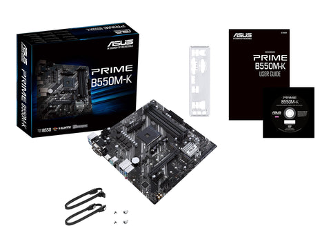 ASUS PRIME B550M-K mATX MB dual M.2 PCIe 4.0 1Gb Ethernet HDMI/D-Sub/DVI SATA 6Gbps USB3.2 Gen 2 Type-A