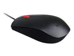 Lenovo Essential - Souris - droitiers et gauchers - optique - 3 boutons - filaire - USB - ThinkRed
