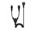 LINDY 2m Schuko to 1x IEC C13 and 1x IEC C5 Y-Power Cable