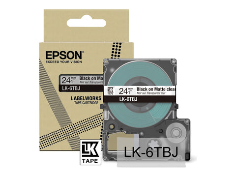 EPSON Matte Tape Clear/Black 24mm 8m LK-6TBJ