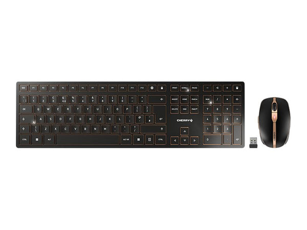 CHERRY DW 9100 SLIM Wireless Keyboard/Mouse Set USB and Bluetooth black/bronze rechargable (GB)