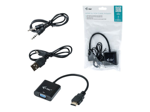I-TEC Adapter HDMI to VGA resolution Full-HD 1920x1080/60Hz Cable 15cm gilded HDMI-connector