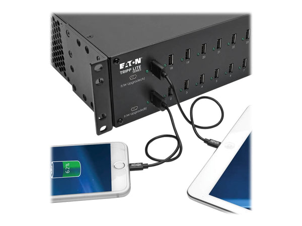 EATON TRIPPLITE 32-Port USB Charging Station with Syncing 230V 5V 80A 400W USB Charger Output 2U Rack-Mount