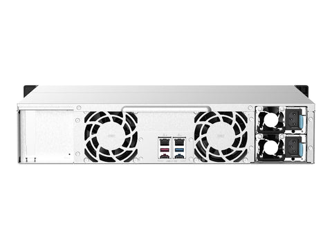 QNAP 12-bay Rackmount NAS AMD Ryzen V1000 series V1500B 4C/8T 2.2GHz 8Go DDR4 RAM 2x2.5GbE LAN optional 10GbE & M.2 NVMe/SATA