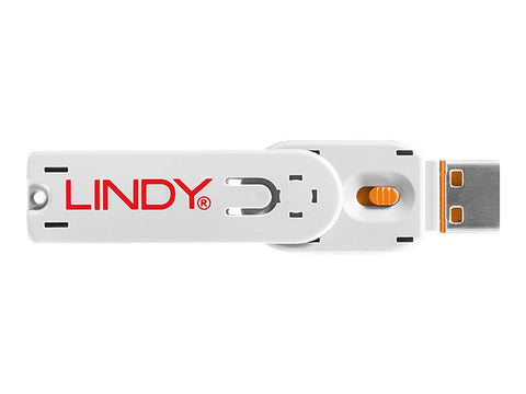 LINDY Clé USB et 4 bloqueurs de ports USB Orange