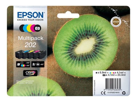 EPSON 1LB 202 Mpack Ink Cartridge PBK BK C M Y with security w/s