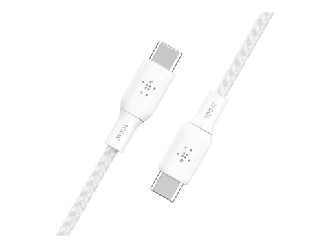 BELKIN 100w USB-C to USB-C Braided Cable 2M White