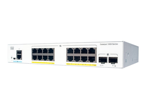 CISCO Catalyst 1000 16-Port Gigabit PoE+ PoE Budget 120W 2 x 1G SFP Uplinks LAN Base