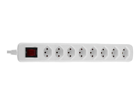 LINDY Mains 8 way gang socket Swiss with on/off Switch 2300W with overvoltage protection