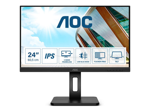 AOC Q24P2Q 23.8p 2560x1440 QHD IPS 250cd/m2 1000:1 4ms HDMI VGA DisplayPort haut-parleurs noir