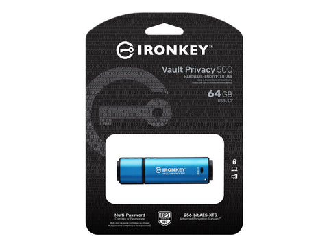 KINGSTON 64Go USB-C IronKey Vault Privacy 50C AES-256 Encrypted FIPS 197