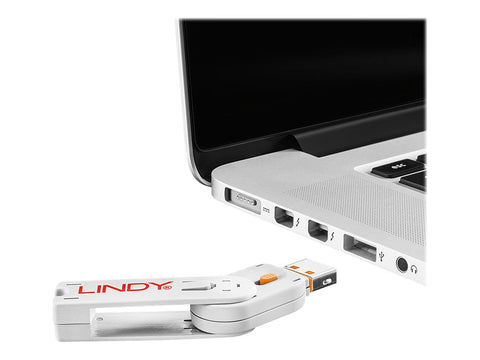 LINDY Clé USB et 4 bloqueurs de ports USB Orange