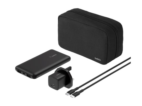 BELKIN Batterie externe 3 ports 10K avec câble USB-A vers USB-C noir