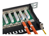 LINDY Cat.6A Patch Panel 24p STP 1/2 U Black 24 Ports in 0.5 height unit 10GbE