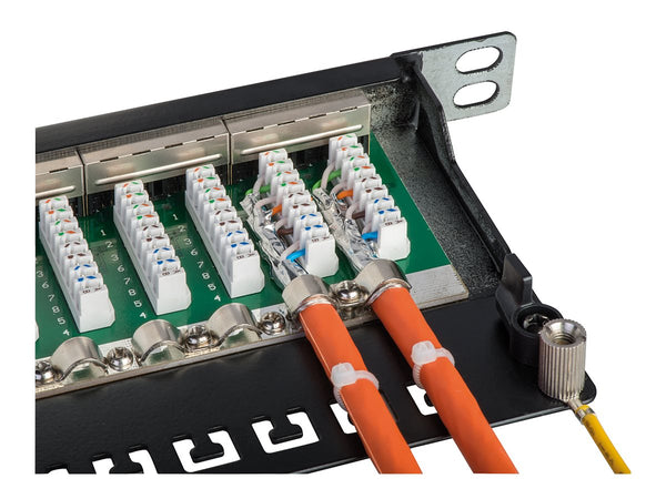 LINDY Cat.6A Patch Panel 24p STP 1/2 U Black 24 Ports in 0.5 height unit 10GbE