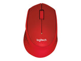 LOGITECH M330 SILENT PLUS Mouse 3 buttons wireless 2.4 GHz USB wireless receiver red