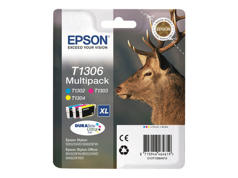 EPSON 1LB T1306 ink cartridge tri-colour extra high capacity 3 x 10.1ml 3-pack RF-AM blister DURABrite Ultra Ink w/s