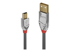 LINDY 0.5m USB 2.0 A/Min-B Cable Cromo