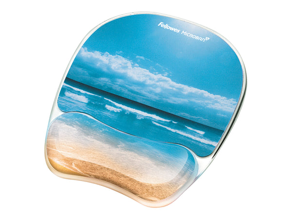 FELLOWES Photo Gel Mouse Pad and Wrist Rest with Microban Protection Sandy Beach