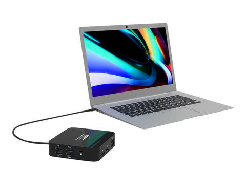 PORT DESIGNS USB Type C Travel Docking Station 2x4K Dual video display up to 4K 2x Display Port Charges laptops up to 85W