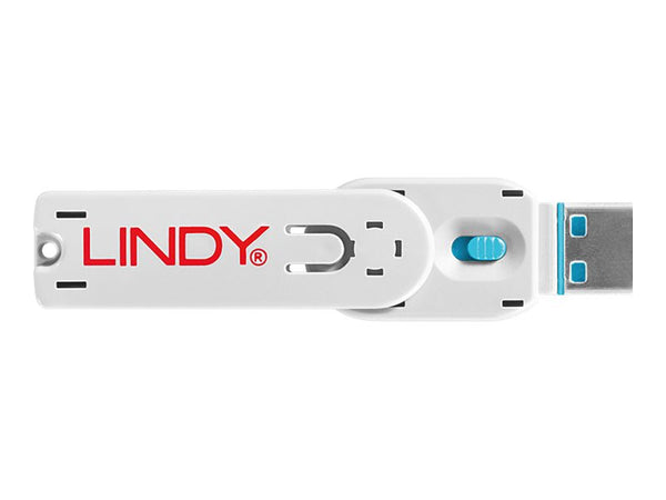 LINDY Clé USB et 4 bloqueurs de ports USB Bleu