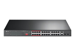 TP-LINK 26-Port 10/100Mbps PoE+ Switch 24 10/100Mbps PoE+ Ports 2 Gigabit RJ45 Ports 2 Combo SFP Slots 802.3at/af 250W PoE