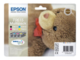 EPSON 1LB T0615 ink cartridge black and tri-colour standard capacity 8ml 250 pages 4-pack blister without alarm
