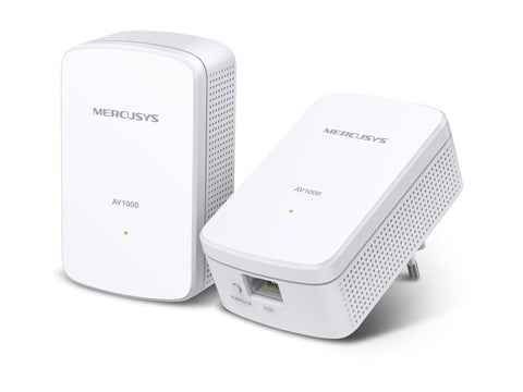 TP-LINK MERCUSYS MP500 AV1000 Powerline Kit: 2x MP500 Powerline adapter 1000 Mbps Broadcom CPU HomePlug AV2 1x Gigabit Port