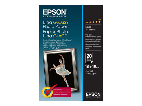 EPSON ULTRA brillant photo  papier inkjet 300g/m2 100x150mm 20 feuilles pack de 1