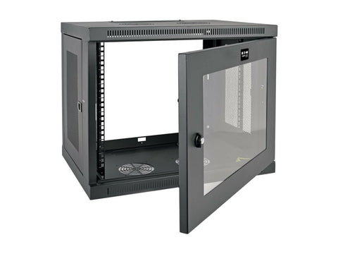 EATON TRIPPLITE SmartRack 9U Low-Profile Switch-Depth Wall-Mount Mini Rack Enclosure Clear Acrylic Window