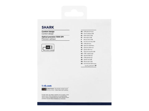 TNB SHARK 1000Dpi Wired Optical Mouse Usb Port Long 1.8M Cable 2 Buttons And Clickable Scroll Mac / Pc / Linux Compatible