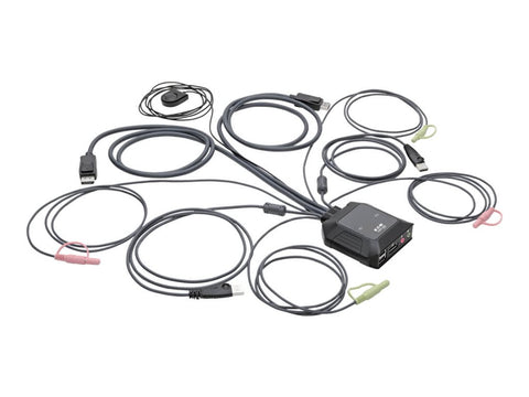 EATON TRIPPLITE Commutateur KVM 2 ports DisplayPort 1.1/USB avec audio/vidéo câbles intégrés partage de périphériques USB