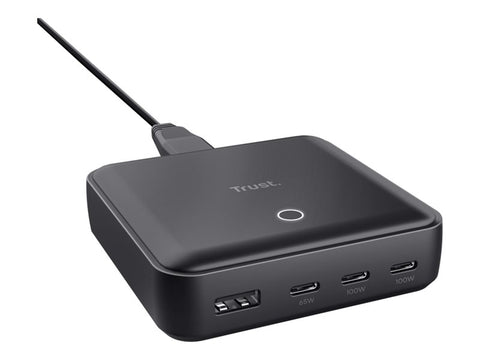 TRUST Chargeur de bureau universel MAXO USB-C 100 watts Apple PC… 4 ports - Noire