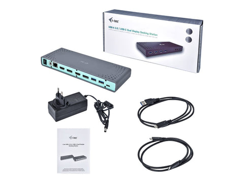 I-TEC USB 3.0/USB-C Dualdock 1x5K 2x4K 60Hz 2xHDMI 2xDP 1xGLAN 6xUSB 3.0 1xAudio/Mic Jack Kensington compatible with TB 3