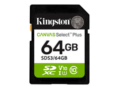 KINGSTON Canvas Select Plus Carte mémoire SDXC 64Go Gen3 150MB/s C10 UHS-I U3 V30